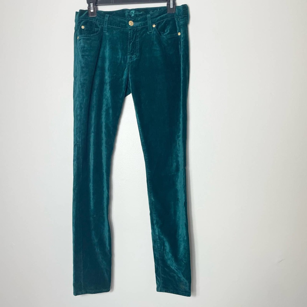7 For All Mankind Teal Velvet Skinny Pants